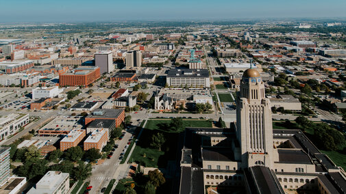 Aerial view of downtown Lincoln, Nebraska
