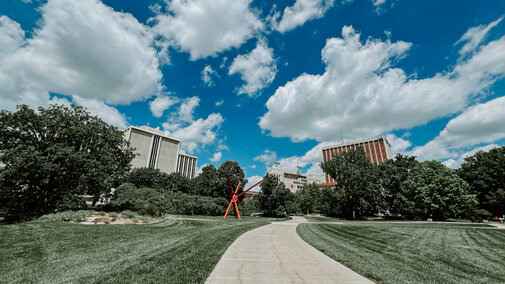 City campus on a summer day