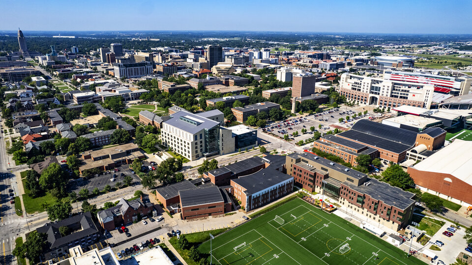 Aerial view of city campus